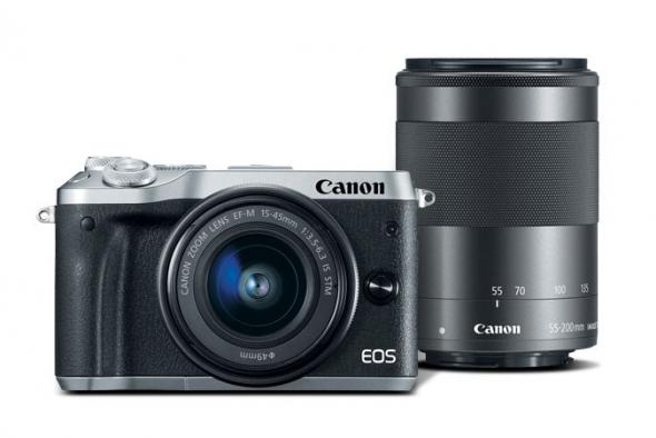 Canon EOS M6 strieborný +EF-M 15-45 mm IS STM+55-200 mm IS STM - Digitálny fotoaparát