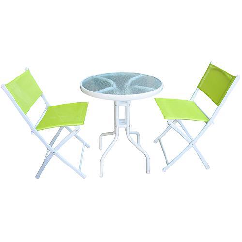 Strend Pro GARDENIA ZELENA vystavený kus - Set balkónový, stôl+2ks stolička zelená