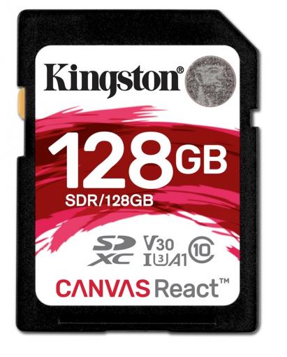 Kingston Canvas React SDXC 128GB Class 10 UHS-I U3 V30 A1 (r100MB,w80MB) - Pamäťová karta SD