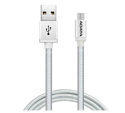 ADATA pletený micro USB kábel 1m strieborný - dátový kábel