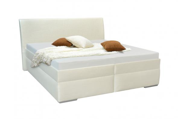 LIPARI 2 180 F1/C1 (947233) - Manželská posteľ celočalunená s úložným priestorom, bez matraca, koženka biela F1/C1