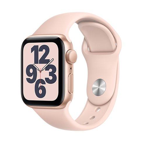 Apple Watch SE GPS, 40mm Gold Aluminium Case with Pink Sand Sport Band - Regular - Smart hodinky