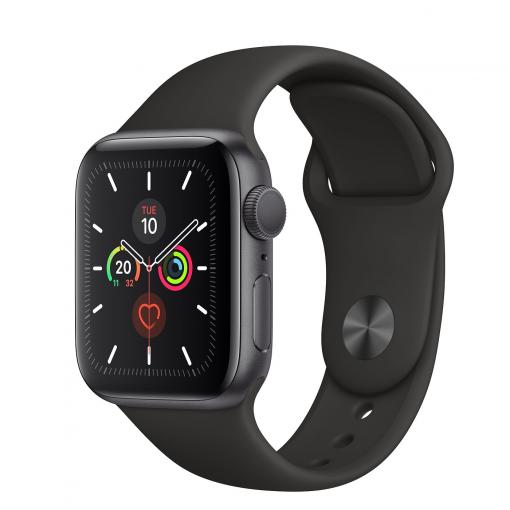 Apple Watch Series 5 GPS, 40mm Space Grey Aluminium Case with Black Sport Band - Smart hodinky