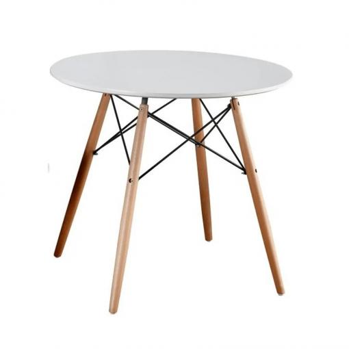 GAMIN NEW 80 - jedálenský stôl okrúhly 80cm, biela/buk