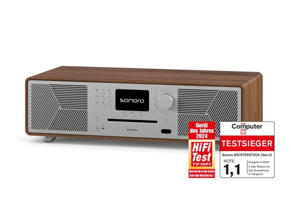 Sonoro Meisterstück Gen.2 orech/strieborný - Internetové rádio s CD, DAB+, Bluetooth, Spotify