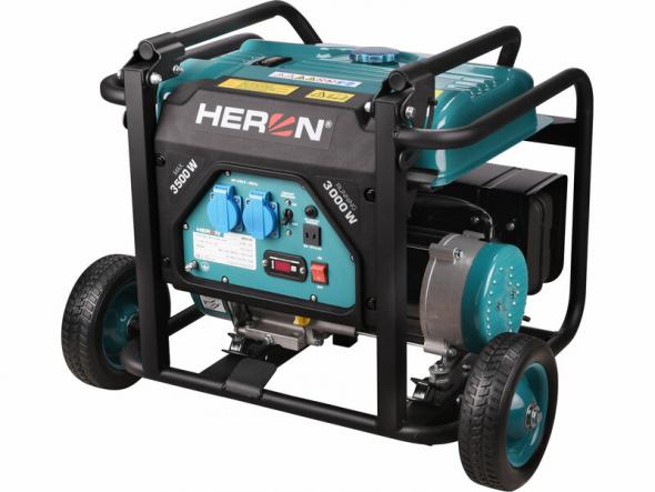 HERON - Elektrocentrála rámová benzínová 1F, 3,5kW, podvozok, HERON