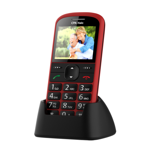 CPA HALO 21 Senior červený - Mobilný telefón s nabíjacím stojanom