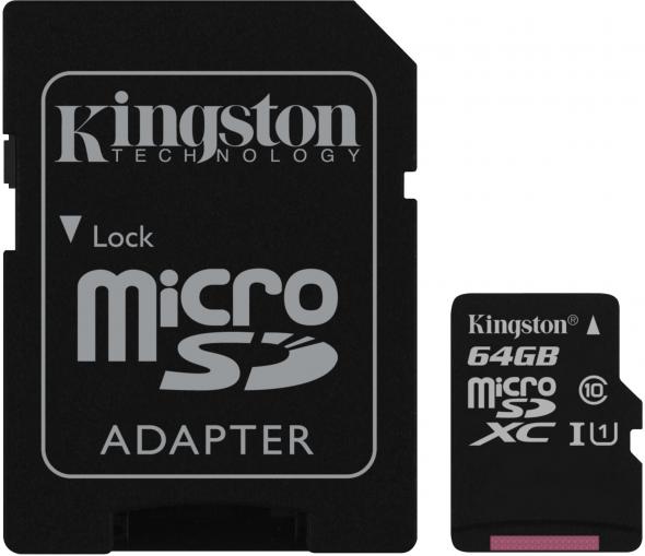 Kingston Canvas Select MicroSDXC 64GB Class 10 UHS-I (r80MB,w10MB) - Pamäťová karta + adaptér