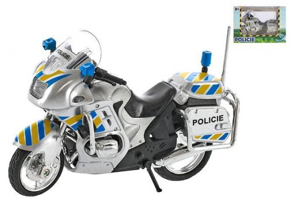 MIKRO -  Motorka policajná 12cm kov na voľný chod v krabičke - Motorka