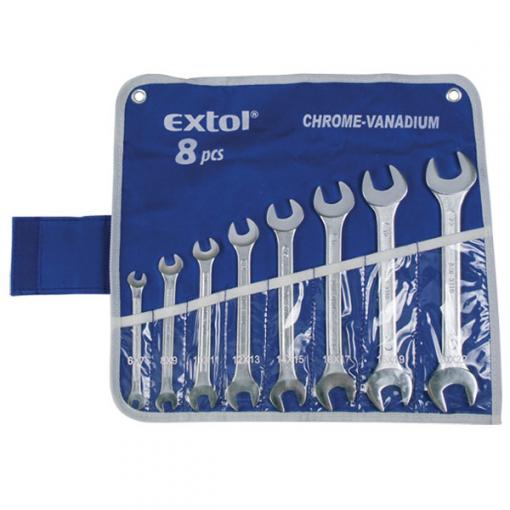 EXTOL - Kľúče vidlicové Cr-V, 8-dielna sada, 6-22 mm