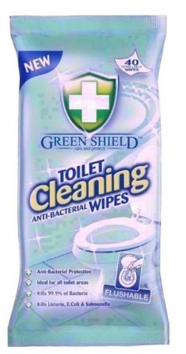 Green Shield - Vlhčené čistiace utierky antibakteriálne na toalety 40ks
