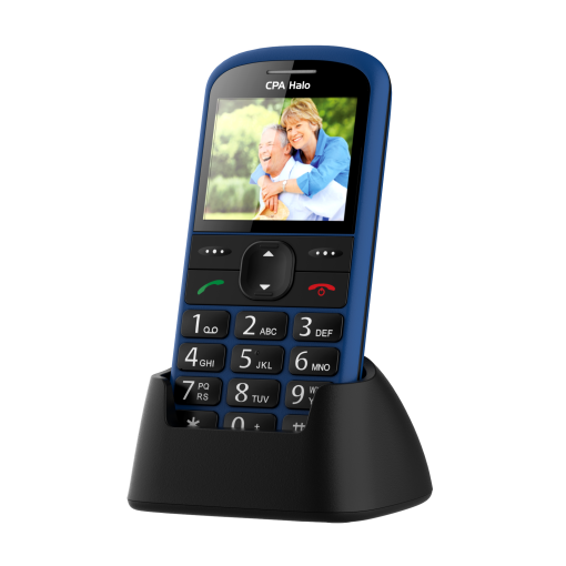 CPA HALO 21 Senior modrý - Mobilný telefón s nabíjacím stojanom