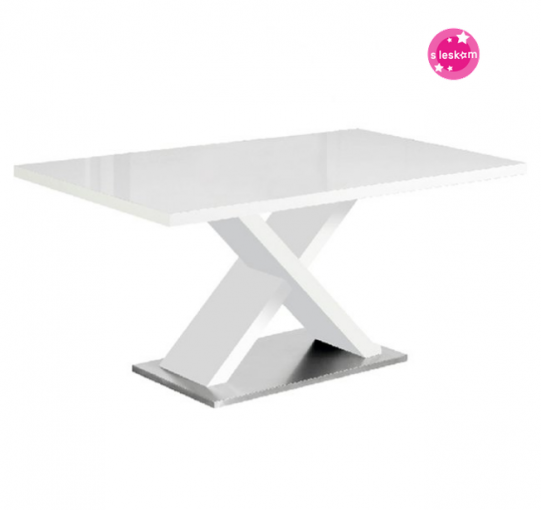 FARNEL BI/BI - jedálenský stôl pevný 160x90x76 cm, biela vysoký lesk