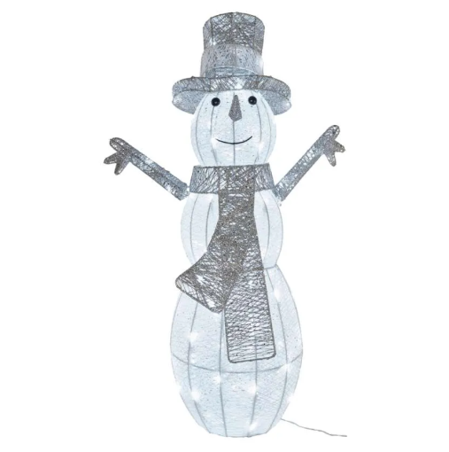 Emos LED vianočný snehuliak ratanový, 82cm, vnútorný, studená biela, časovač - Vianočná dekorácia