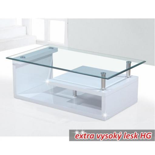 JULIEN - Konferenčný stolík, sklo/biela extra vysoký lesk HG