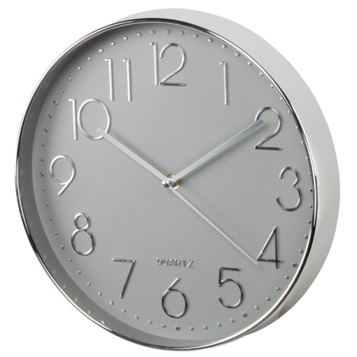 Hama - Elegance nástenné hodiny, priemer 30 cm, tichý chod, strieborné/šedé