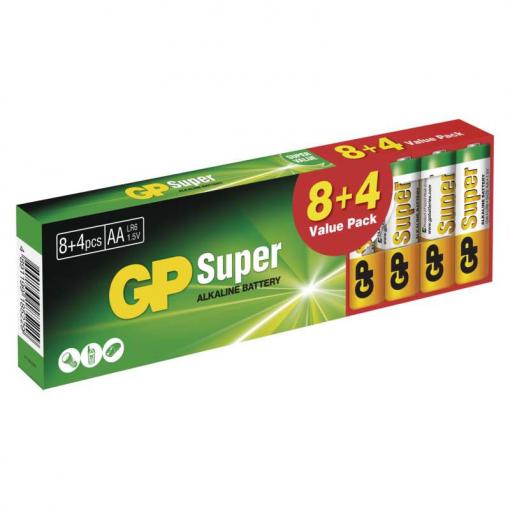 GP Super LR6 (AA) 8+4ks - Batérie alkalické
