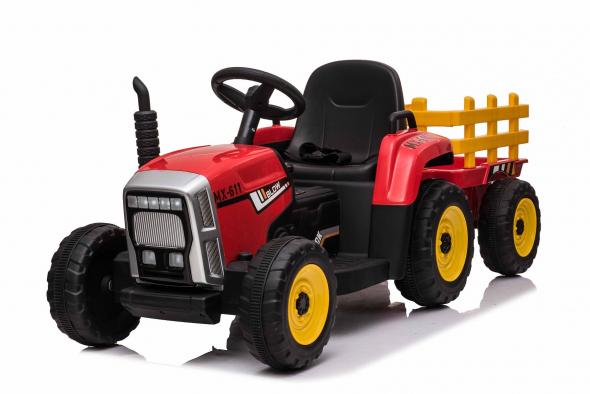 BENEO Elektrický Traktor WORKERS s vlečkou, červený, diaľkový ovládač - Elektrický Traktor