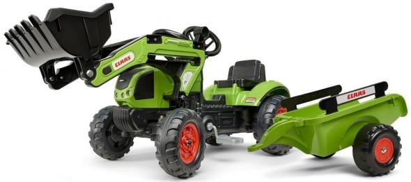 Falk FALK Šliapací traktor 2040AM Claas Arion 410 s nakladačom a vlečkou - zelený