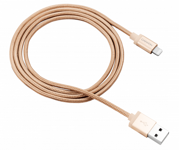 Canyon 1m zlatý opletený - lightning USB kábel na iPhone MFI