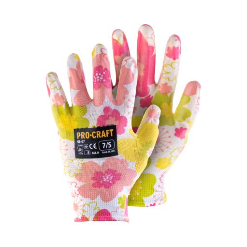 Procraft GL-G7 - Pracovné rukavice záhradné máčané v nitrile, veľ.S