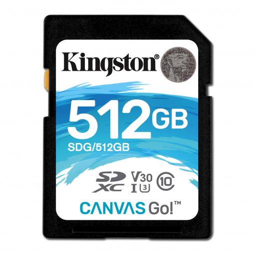 Kingston Canvas Go SDHC 512GB Class 10 UHS-I U3 V30 (r90MB,w45MB) - Pamäťová karta SD