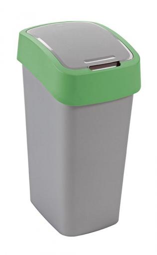 Strend Pro - Kôš Curver® FLIP BIN 50L, šedostříbrná/zelená, na odpadky