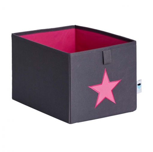 LOVE IT STORE IT Malý box na hračky - šedý, ružová hviezda - Box na hračky