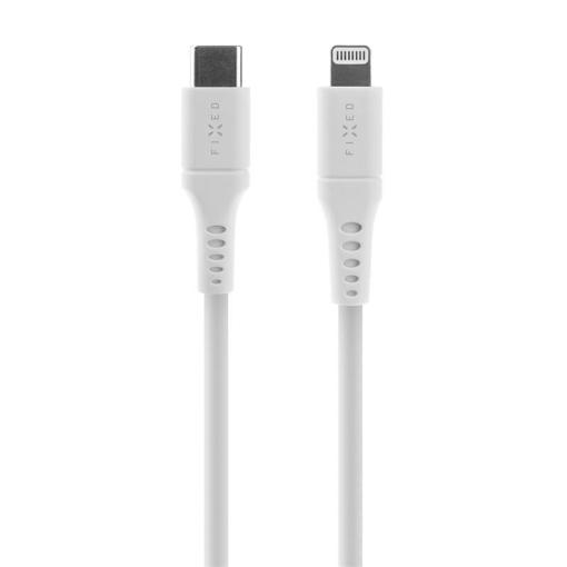 FIXED Liquid silicone kábel USB-C to Lightning PD 1.2m biely - Datový a nabíjací kábel USB-C - Lightning MFI 60W