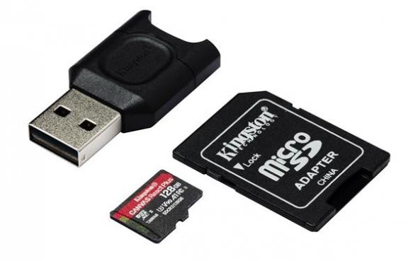 Kingston Canvas React Plus MicroSDXC 128GB Class 10 (r285MB,w165MB) - Pamäťová karta + adaptér (Kit)