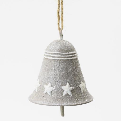 Zvonček šedý 7,5x6,5x6,5cm - Dekorácia