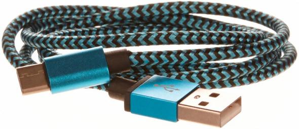 CellFish  2m univerzálny pletený kabel USB-C modrý (bulk) - kábel USB-C