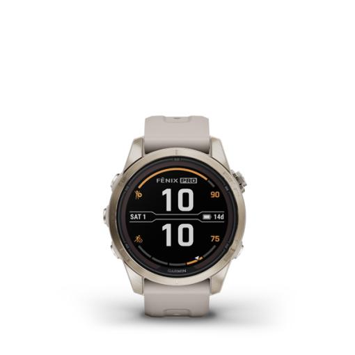 Garmin fenix 7S Pro Sapphire Solar, Soft Gold Stainless Steel, Light Sand Band - prémiové multišportové GPS hodinky