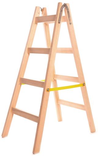 Strend Pro - Rebrík, 4 priečkový, drevené štafle, 1,30 m, max. 150 kg