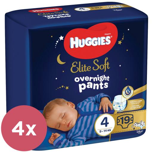 4x HUGGIES® Elite Soft Pants OVN Nohavičky plienkové jednorazové 4 (9-14 kg) 19 ks