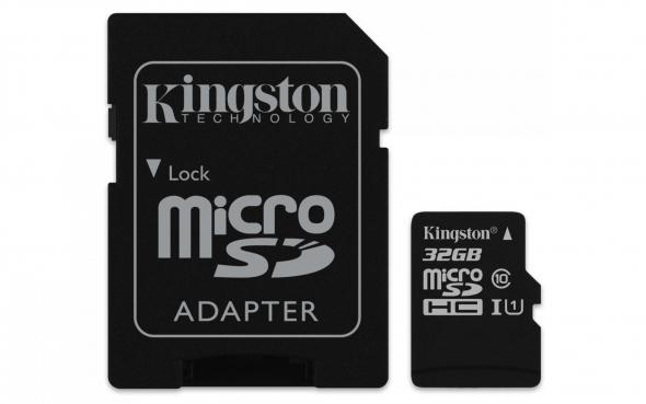 Kingston Canvas Select MicroSDHC 32GB Class 10 UHS-I (r80MB,w10MB) - Pamäťová karta + adaptér