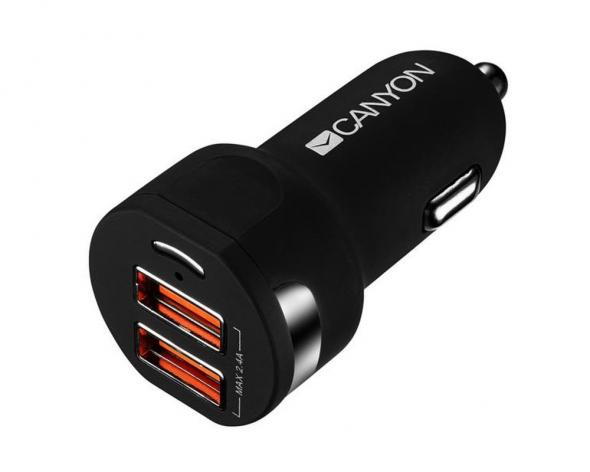 Canyon 5V/2,4A 2xUSB - Univerzálny USB adaptér do auta