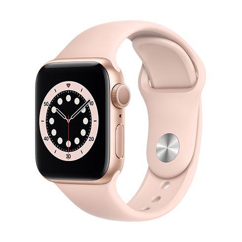 Apple Watch Series 6 GPS, 40mm Gold Aluminium Case with Pink Sand Sport Band - Smart hodinky
