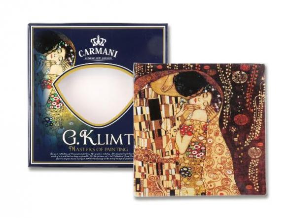 Carmani - Sklenený tanier KLIMT Kiss 13x13cm
