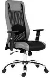 SANDER SI - kancelárska stolička so sieťovým operadlom, sivá látka / čierna sieťovina