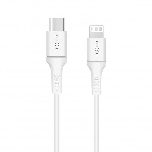 FIXED kábel USB-C to Lightning PD 2m biely - Datový a nabíjací kábel USB-C - Lightning PFI 60W