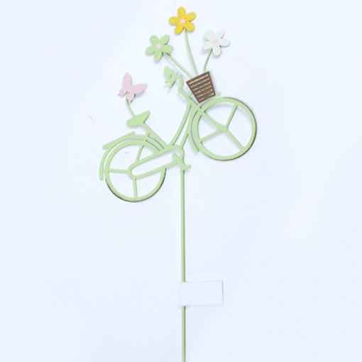 Zápich bicykel kov zelený 18x55cm - Dekorácia
