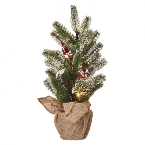 Emos LED vianočný stromček zasnežený, 52cm, 3x AA, vnútorný, teplá biela, časovač - Vianočná dekorácia