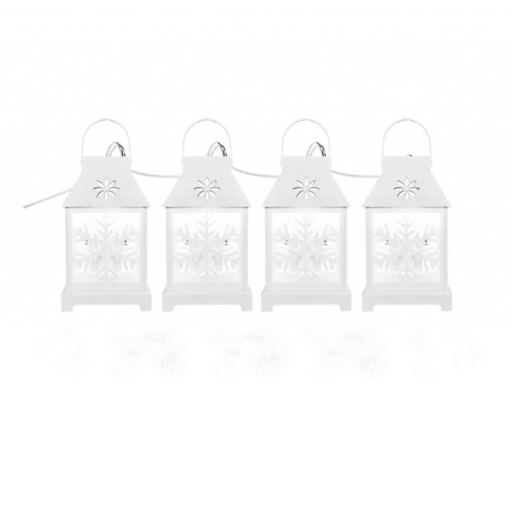 Emos LED vianočná girlanda – biele lampáše s vločkami, studená biela - Vianočná dekorácia
