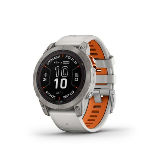 Garmin fenix 7 Pro Sapphire Solar, Titanium, Fog Gray/Ember Orange Band - prémiové multišportové GPS hodinky