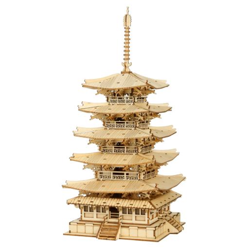 RoboTime drevené 3D puzzle Päťposchodová pagoda - 3D skladačka