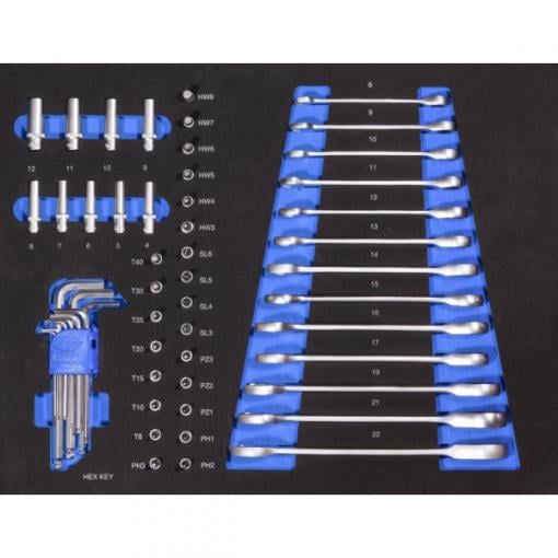 GUDE - Račňové vidlicovo-očkové kľúče a bity, nástrčné a imbusové kľúče GI 3/3, 54-dielna sada