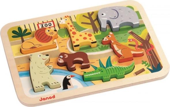 Janod Janod Drevené vkladacie puzzle pre najmenších ZOO Chunky