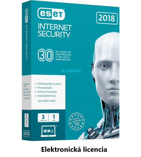 ESET Internet Security 3PC + 2rok - Elektronická licencia