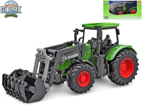 MIKRO -  Kids Globe traktor zelený s predným nakladačom voľný chod 27cm - traktor